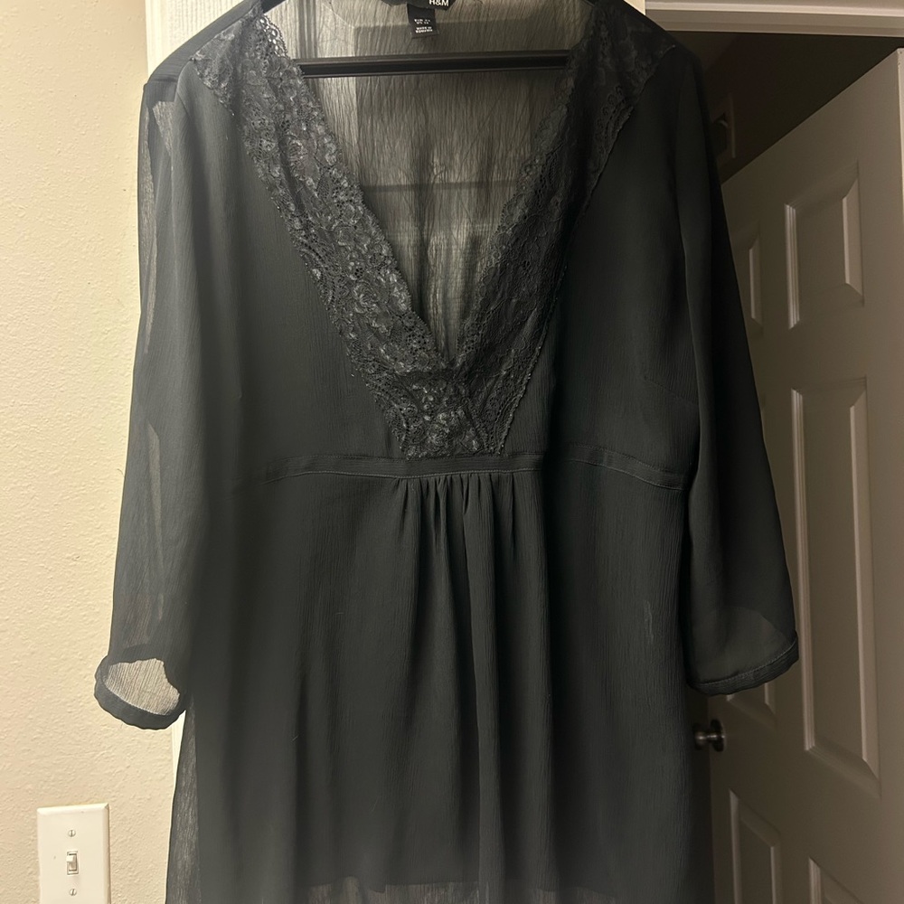 H&M Black Sheer Lace Top